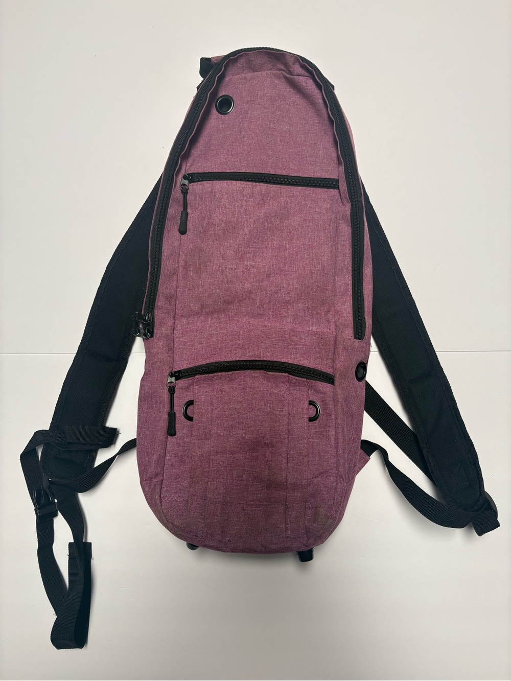 Hiking Purple Sling Backpack Crossbody Daypack, Zip Closure, Adjustable Straps